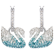 施华洛世奇（SWAROVSKI）品牌官方直售施华洛世奇蓝色天鹅 ICONIC SWAN  耳环 浪漫柔美 镀白金色 5512577