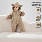 OUYUN 欧孕 蓬蓬绒婴儿衣服宝宝秋冬装爬爬服保暖连体衣防静电外出服哈衣