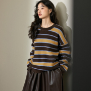 KUOSE 阔色 黄色条纹厚毛衣女 KSH2310003144