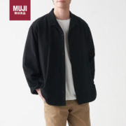 MUJI 無印良品 无印良品（MUJI）男女通用法兰绒 开领衬衫 无性别 男款女款 ACA71A1A 黑色 S-M