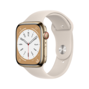 Apple Watch Series 8 智能手表GPS+蜂窝款45毫米金色不锈钢表壳星光色运动型表带eSIM手表 S8 MNKN3CH/A