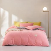 京东PLUS：MENDALE 梦洁家纺 婴儿绒四件套 暖阳阳(粉) 1.5m床(被套200×230cm)