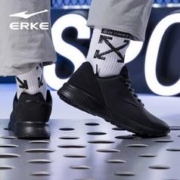 ERKE 鸿星尔克 男鞋时尚轻便跑步鞋男耐磨防滑休闲跑步运动鞋 11118302277 正黑 41
