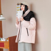 TANBOER 坦博尔 韩版宽松羽绒服 TD236330 黑拼粉 155/80A