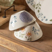 摩登主妇 浮雕花卉碗盘陶瓷碗好看的米饭碗盘子家用碗碟餐具 花卉小碗