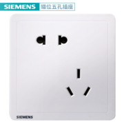 西门子（SIEMENS）致典系列雅白 开关插座面板电源墙壁插座 家用墙壁暗装86型 斜五孔插座