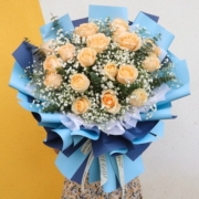 领香 元旦鲜花速递33朵香槟玫瑰花束送老婆生日礼物女友表白同城配送 11朵红玫瑰泰迪熊