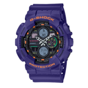 卡西欧（CASIO）礼物推荐男表G-SHOCK系列复古款自动背光防水时尚运动手表 空霸紫GA-140-6A【保税直邮】