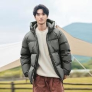 限尺码：TANBOER 坦博尔 宽松休闲羽绒服男短款连帽面包服撞色潮流男装外套