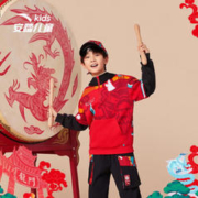 ANTA 安踏 初登龙门 儿童印花卫衣假两件 新国旗红-3 165