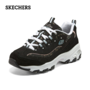 斯凯奇（Skechers）女鞋秋冬新款熊猫鞋复古厚底缓震老爹鞋黑色时尚休闲运动鞋子百搭 BKLB-黑色/浅蓝色 36