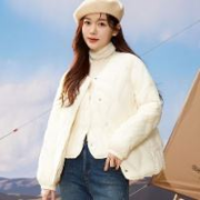 雪中飞 轻暖无领短款羽绒服 浅米 S/155 (80-100斤)