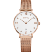 飞亚达（FIYTA）卓雅系列女士石英手表腕表防水时尚学生国潮流纤薄生日礼物送女友 【推荐】复古玫瑰金钢带-女表