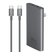 华为原装纤薄卡片全能充电器66W 兼容华为及iPhone15ProMax苹果手机/平板/笔记本等 冰霜银