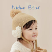 niduo bear 尼多熊 2022婴儿帽子秋冬季毛线帽子男女新生儿护耳帽宝宝帽子秋冬
