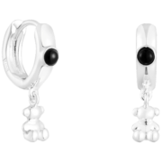 TOUS【礼物】桃丝熊BoldBear系列新品银质黑玛瑙小熊耳环 银色