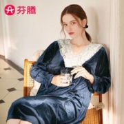 FENTENG 芬腾 睡裙女士薄绒淑女蕾丝宫廷风