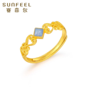 20点开始：SUNFEEL 赛菲尔 古法金珐琅星如意花丝活口戒指 约2.16克