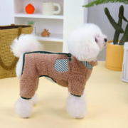 COCS 狗狗衣服保暖加绒猫咪衣服冬季中小型犬泰迪博美棉衣四脚带牵引扣 卡其色 XL（建议体重12-16斤）