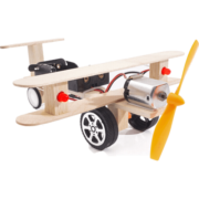 能恩智慧diy学生手工小发明科技小制作电动空气动力滑行飞机科学实验steam 双螺旋桨飞机小实验材料包