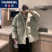 Thurrewl 策图 美式麂皮绒复古棉衣男秋冬季加厚面包服新款棉服外套潮