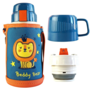 杯具熊（BEDDYBEAR）儿童保温杯带吸管宝宝水杯316不锈钢双盖两用600ML 狮子王