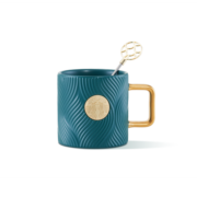 星巴克（Starbucks）条纹铭牌款马克杯配搅拌棒经典咖啡杯桌面杯办公400ml 节日礼物