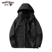 限移动端、京东百亿补贴：CHARLES JANG'S HAPPY HEART 查尔斯桃心 户外山系三合一可拆卸内胆防水机能风登山服冲锋衣外套男女同款 黑色 3XL