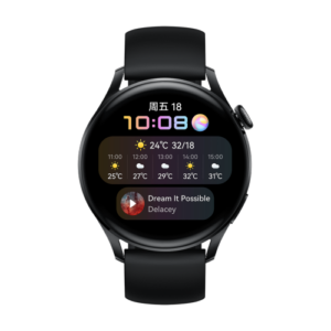 華為huaweiwatch3活力款黑色氟橡膠錶帶46mm錶盤華為手錶運動智能表