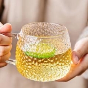 柏蝶莱 简约花茶杯雪点锤纹把杯马克杯牛奶杯 锤纹透明把杯1个 280ml