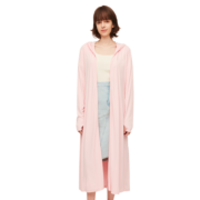 OhSunny防晒衣女长款女神透气防晒服户外防紫外线运动风衣外套薄 蜜桃粉 M