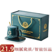 JIN DIAN GUANG NIAN 京典光年 暖暖杯 55度恒温杯陶瓷牛奶加热保温杯垫公司礼品定制logo 绿色G