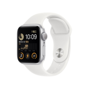Apple Watch SE 2022款智能手表GPS款40毫米银色铝金属表壳白色运动型表带 健康电话手表  MNJV3CH/A