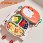 Rikang 日康 餐盘 儿童餐具辅食碗注水保温碗 不锈钢婴儿碗分格装 C1016朱红