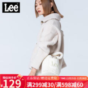 Lee 羊羔绒单肩斜挎毛绒刺绣款水桶包