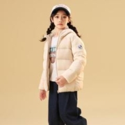 雪中飞 儿童羽绒服2023秋冬新款简约可爱品质鸭绒连帽短款外套童装