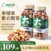 新农哥 2023年新货 A180型大颗粒紫衣腰果 500g*2罐+赠板栗仁