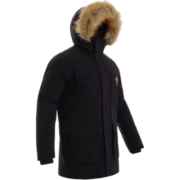 迪卡侬（DECATHLON）羽绒服男女羽绒运动夹克加厚长款派克大衣冬季外套ODT3 男款-经典黑 XL