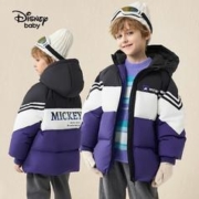 Disney 迪士尼 男女童一手长连帽羽绒服保暖外套23冬DB341KE01紫130