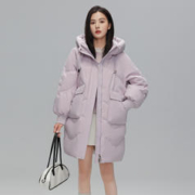 雪中飞 2023秋冬新款女士中长款羽绒服插肩袖宫廷风淑女简约保暖