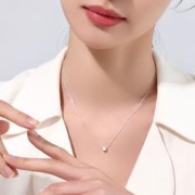 88VIP会员：珍·尚银 中国黄金珍尚银纯银方糖项链女简约轻奢小众锁骨链饰品圣诞节