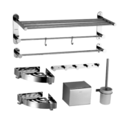 九牧（JOMOO） 厨卫挂件置物架五金挂件不锈钢毛巾架衣钩厕刷架角篮纸巾盒套装 7件套9300750双安装