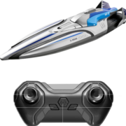 鲁咔贝卡超大型遥控船高速快艇水上游艇航海船模型男孩玩具圣诞节礼物 35CM银蓝色【双电续航】