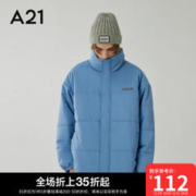 A21 棉服男装宽松立领字母绣花外套秋冬新款易穿搭加厚保暖棉服百搭 灰蓝 175/88A/L