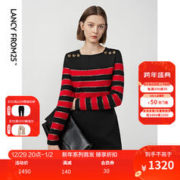 朗姿 羊毛复古收腰显瘦针织裙女2024年春季新款连衣裙 中国红色 M