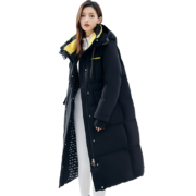 京东百亿补贴：雪中飞户外长款过膝羽绒服女冬季工装厚外套 黑色 165/88A(L)