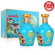 白水杜康 中国文化名酒白水杜康蓝花瓷大唐盛世52度500ml*2礼盒装纯粮礼盒 蓝色