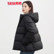 鸭鸭（YAYA）鸭鸭羽绒服女短款2023年新款小个子面包服韩版连帽时尚百搭外套KL 米色 XL