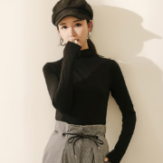 JEANSWEST 真维斯 女士打底衫 黑色8010 半高领加绒款 160/84A/M