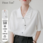 Fiton Ton FitonTon雪纺衬衫女夏季薄款通勤职业短袖气质显瘦上衣设计感白衬衣女 S